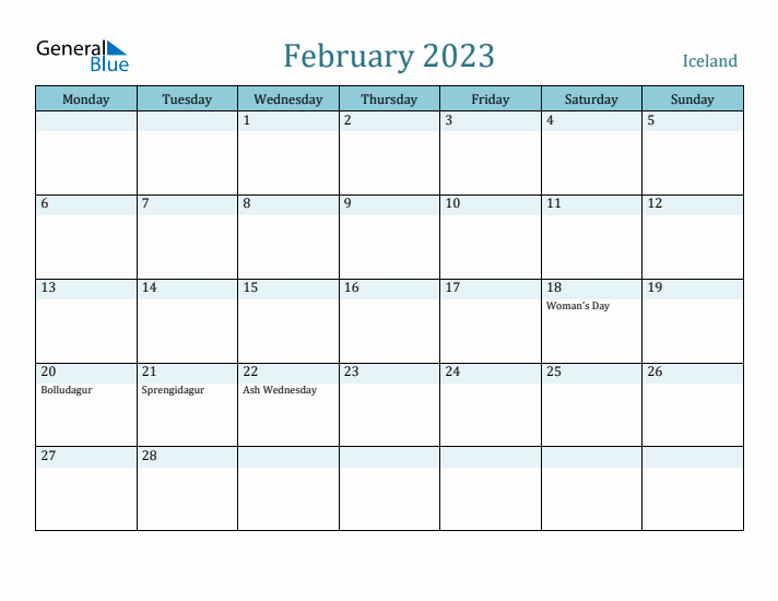 February 2023 Calendar with Holidays