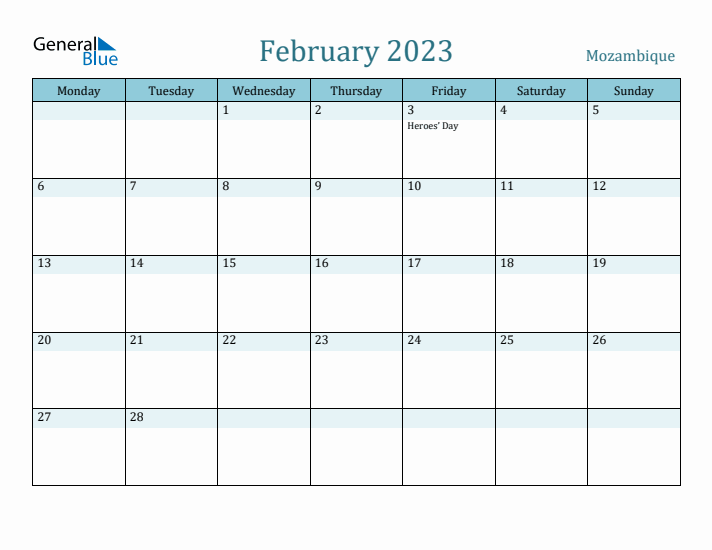 February 2023 Calendar with Holidays