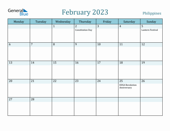 February 2023 Calendar with Holidays