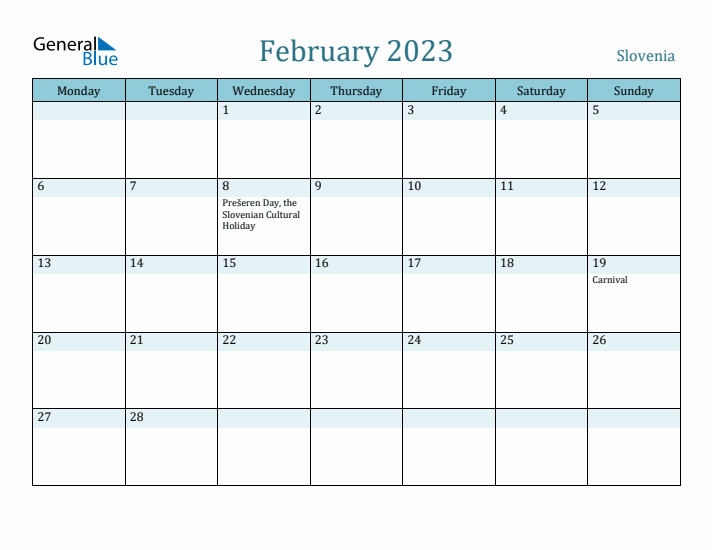 February 2023 Calendar with Holidays