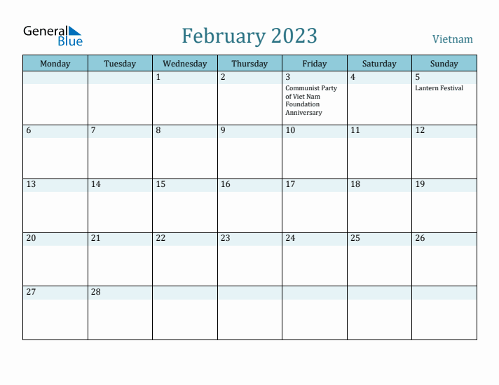 February 2023 Calendar with Holidays