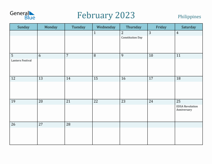 February 2023 Calendar with Holidays