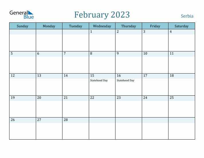 February 2023 Calendar with Holidays