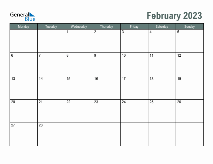 Free Printable February 2023 Calendar