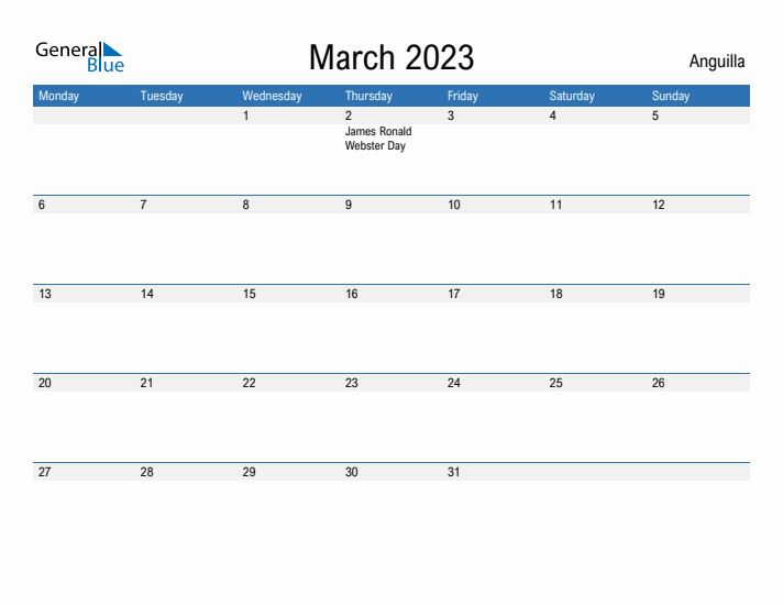 Fillable March 2023 Calendar