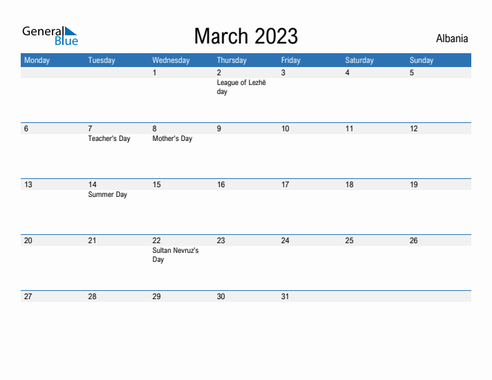 Fillable March 2023 Calendar