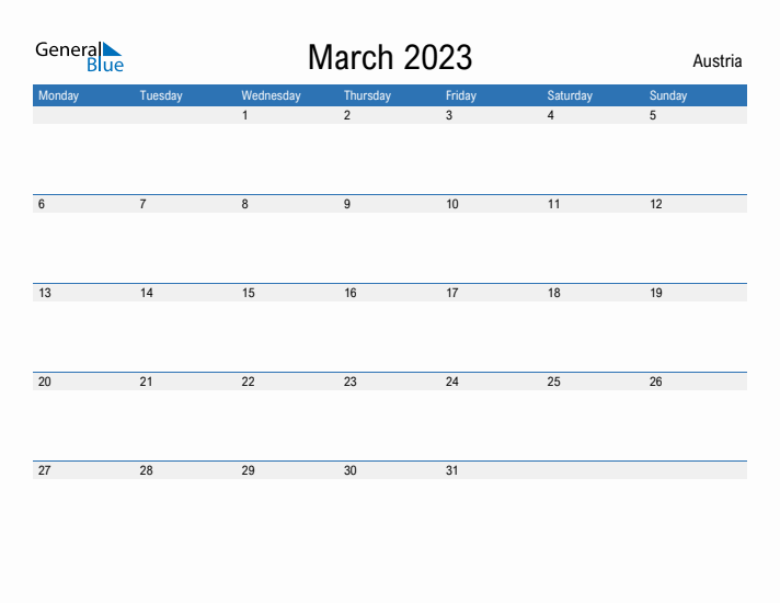 Fillable March 2023 Calendar