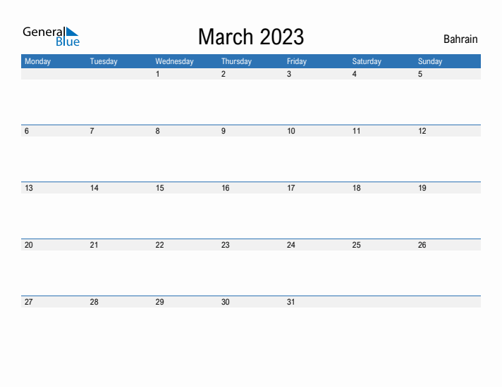 Fillable March 2023 Calendar