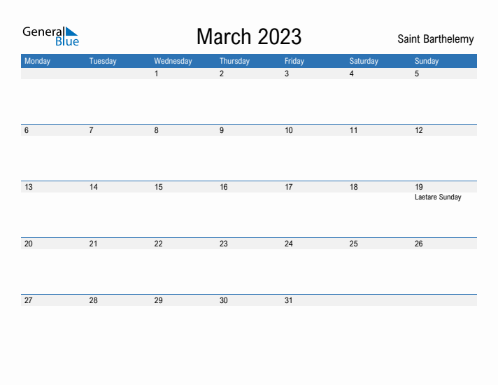 Fillable March 2023 Calendar