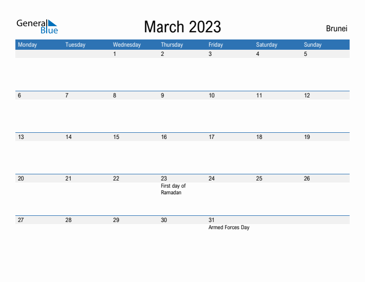 Fillable March 2023 Calendar