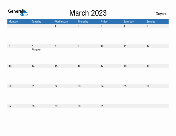 Fillable March 2023 Calendar