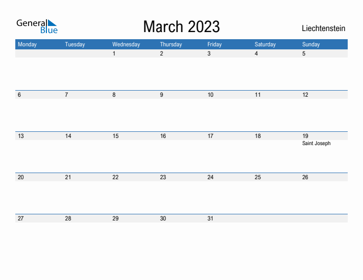 Fillable March 2023 Calendar