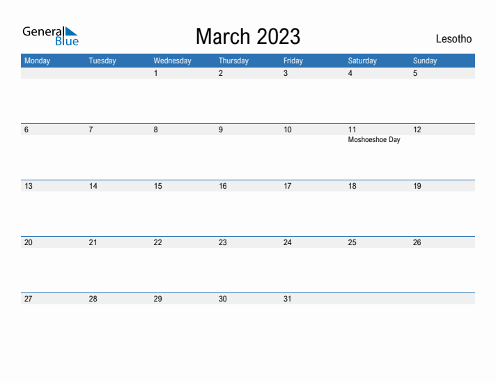 Fillable March 2023 Calendar