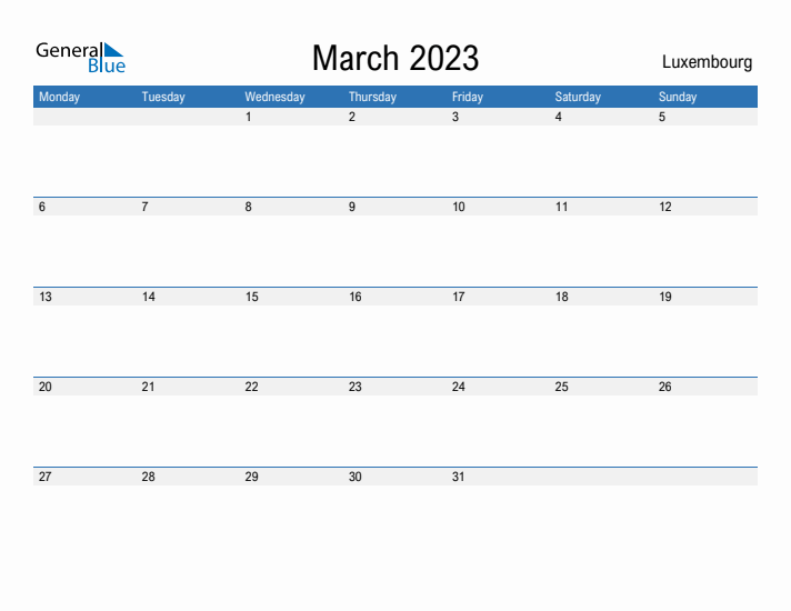 Fillable March 2023 Calendar