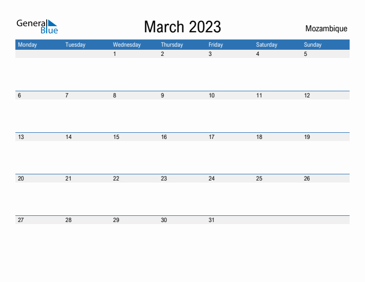 Fillable March 2023 Calendar