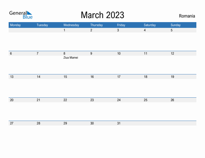 Fillable March 2023 Calendar