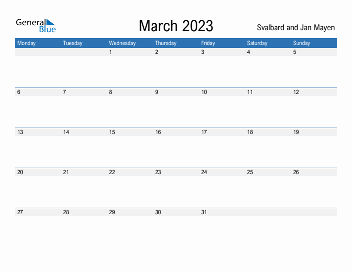 Fillable March 2023 Calendar