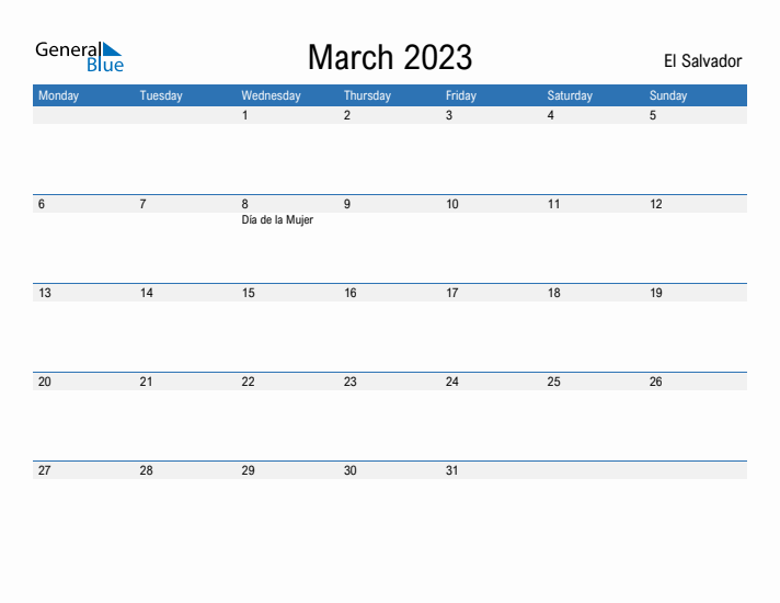 Fillable March 2023 Calendar