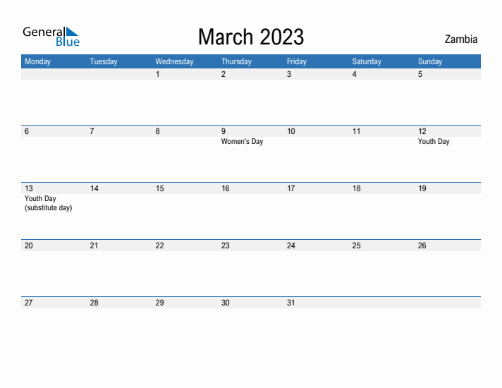 Fillable March 2023 Calendar