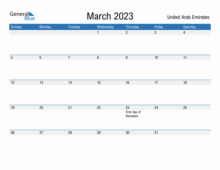 Fillable March 2023 Calendar