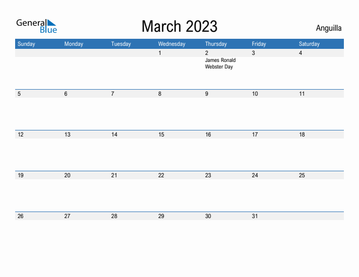 Fillable March 2023 Calendar