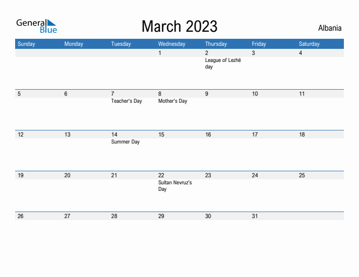 Fillable March 2023 Calendar