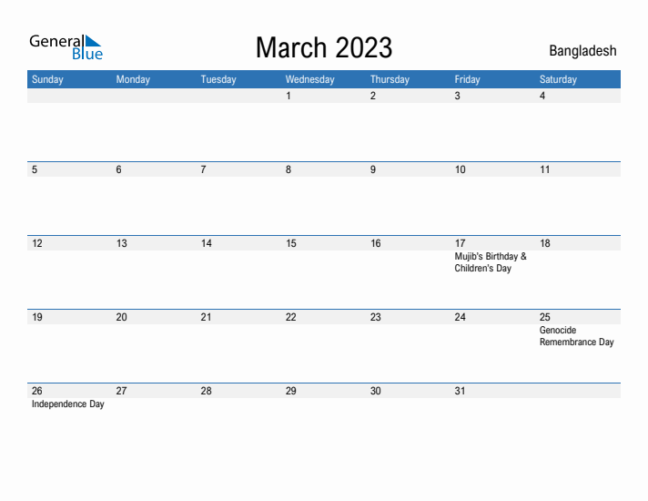 Fillable March 2023 Calendar