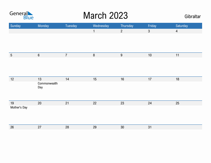 Fillable March 2023 Calendar