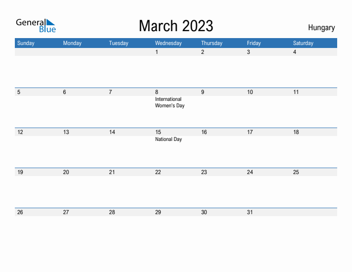 Fillable March 2023 Calendar