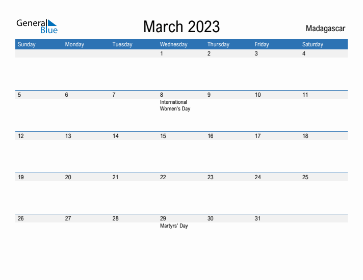 Fillable March 2023 Calendar