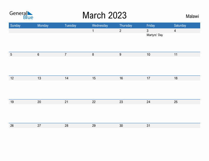 Fillable March 2023 Calendar