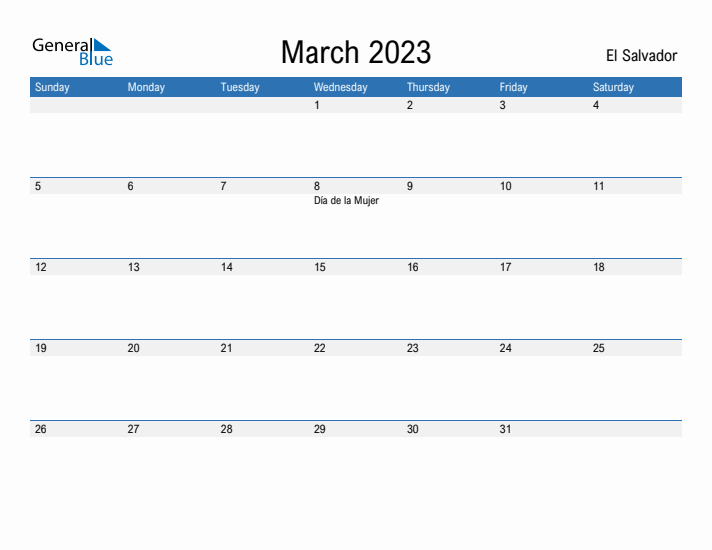 Fillable March 2023 Calendar