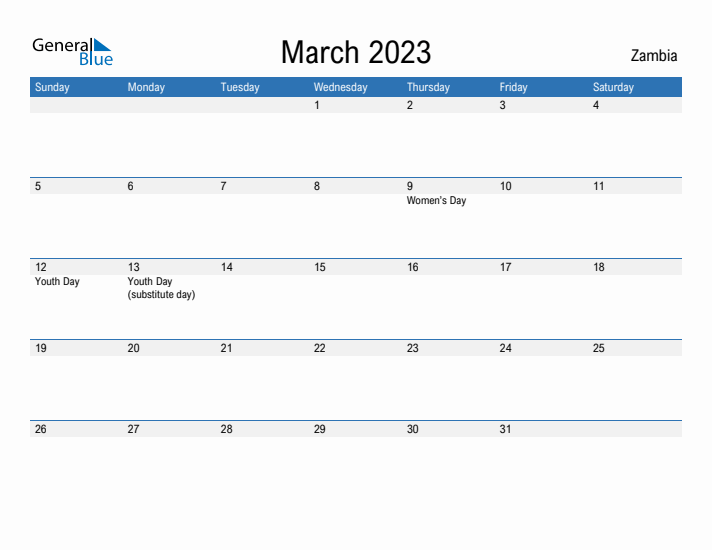 Fillable March 2023 Calendar