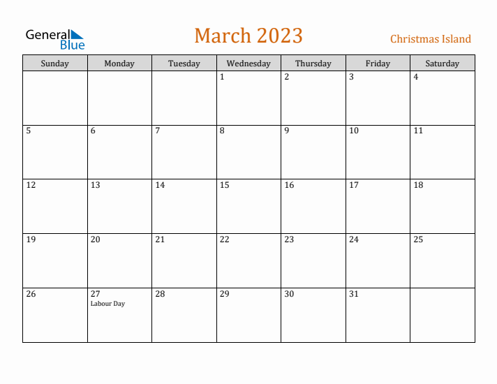 March 2023 Holiday Calendar with Sunday Start