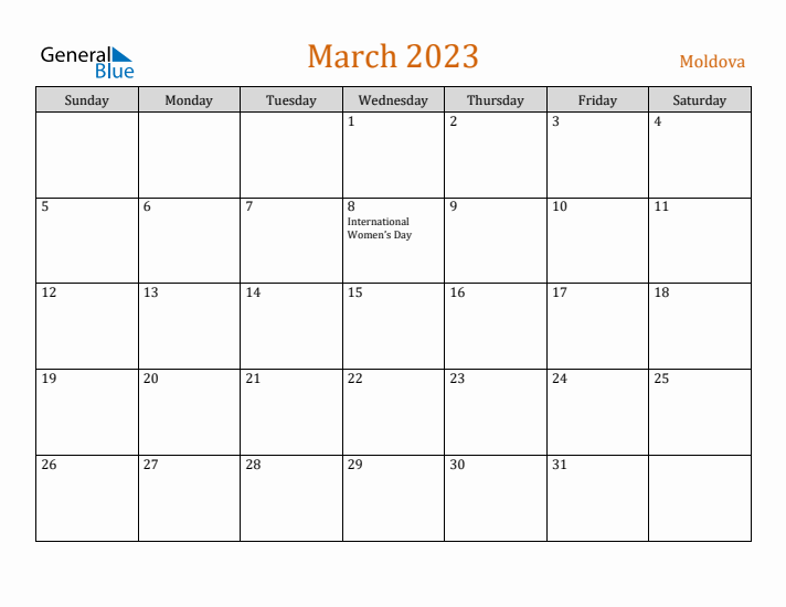 March 2023 Holiday Calendar with Sunday Start