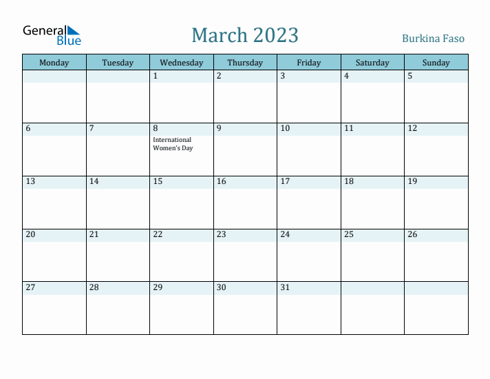 March 2023 Calendar with Holidays