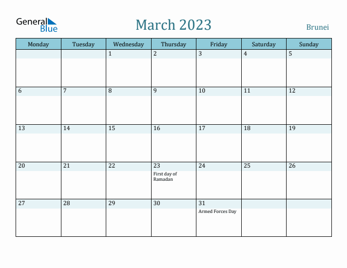 March 2023 Calendar with Holidays