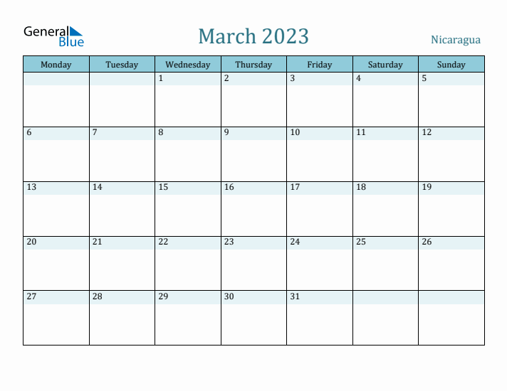 March 2023 Calendar with Holidays