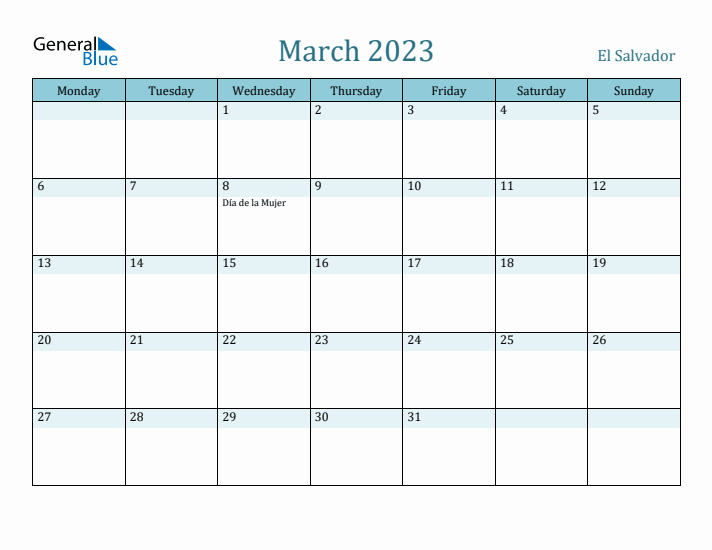 March 2023 Calendar with Holidays