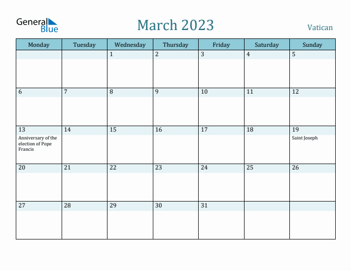 March 2023 Calendar with Holidays