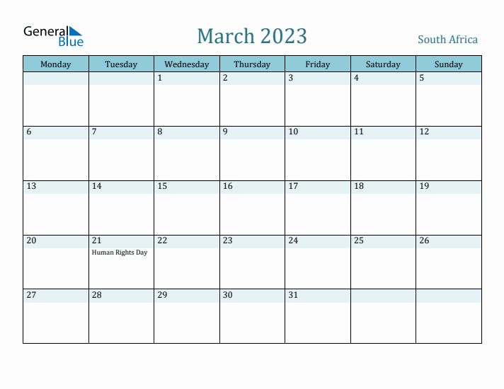 March 2023 Calendar with Holidays