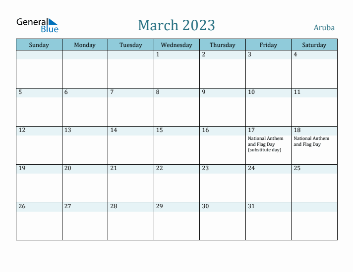 March 2023 Calendar with Holidays