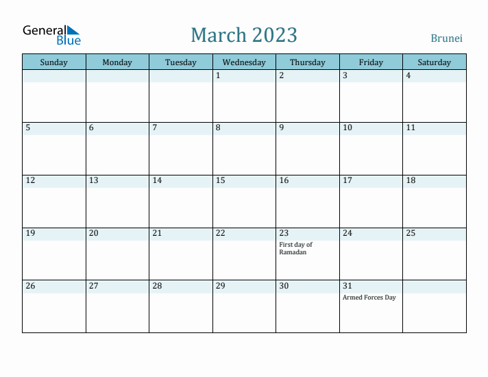 March 2023 Calendar with Holidays