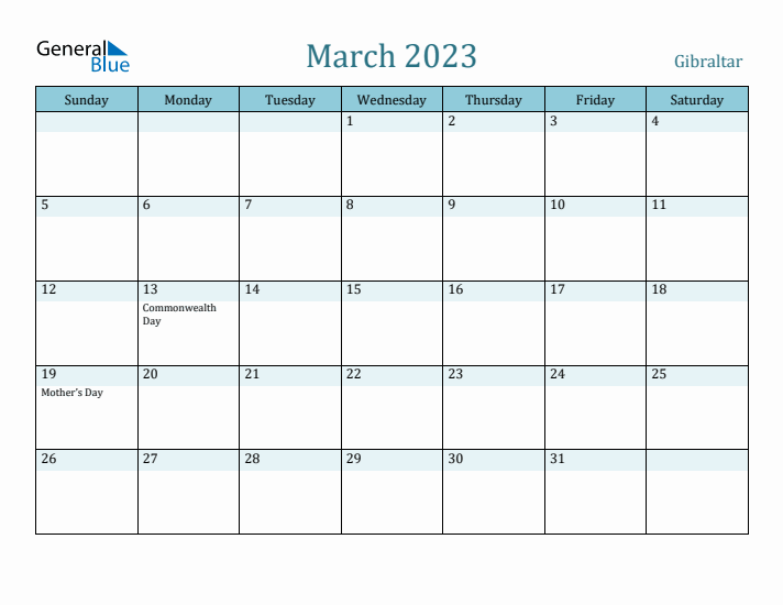 March 2023 Calendar with Holidays