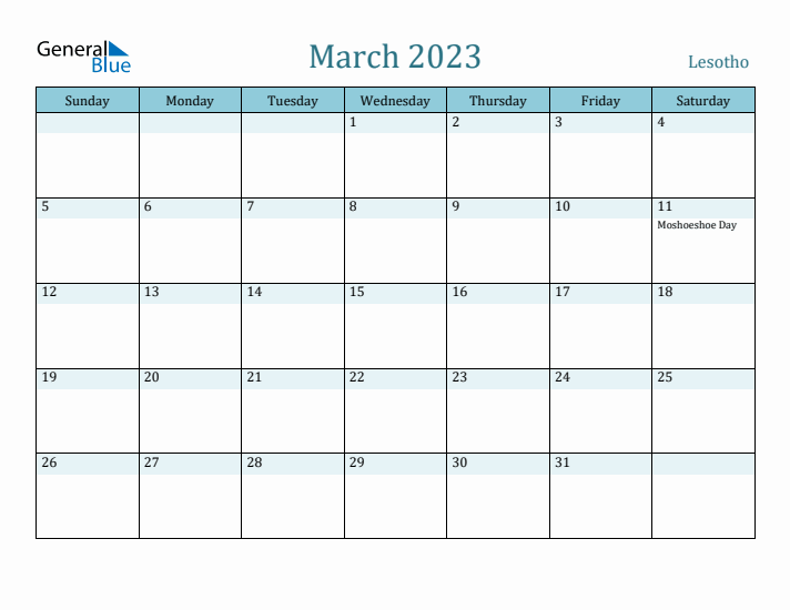 March 2023 Calendar with Holidays