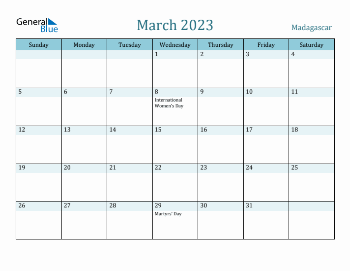 March 2023 Calendar with Holidays