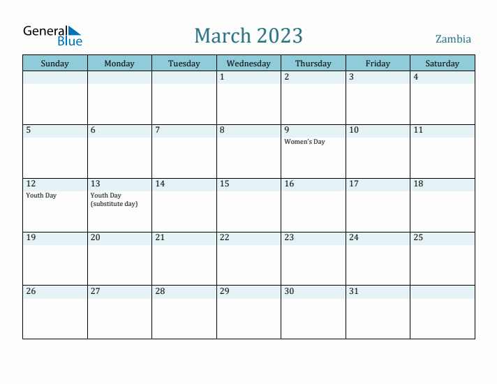 March 2023 Calendar with Holidays