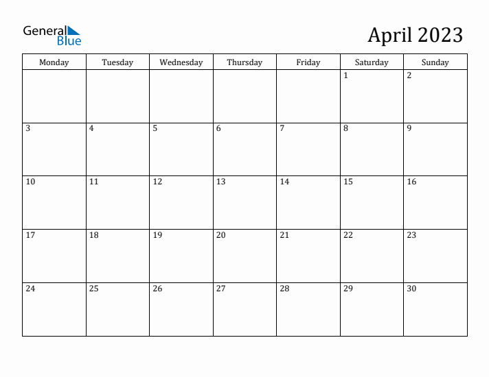 April 2023 Calendar