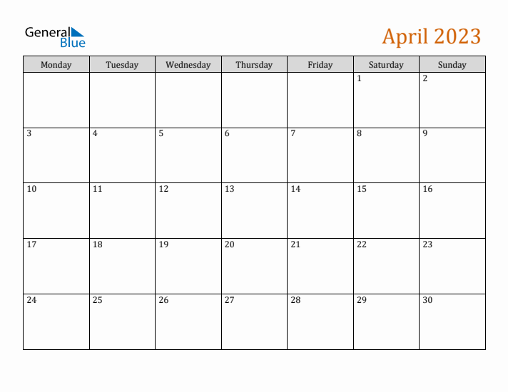 Editable April 2023 Calendar