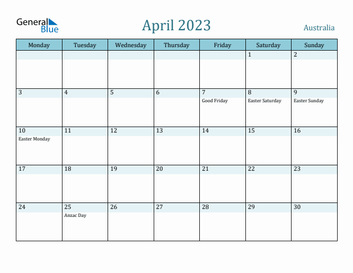 April 2023 Calendar with Holidays